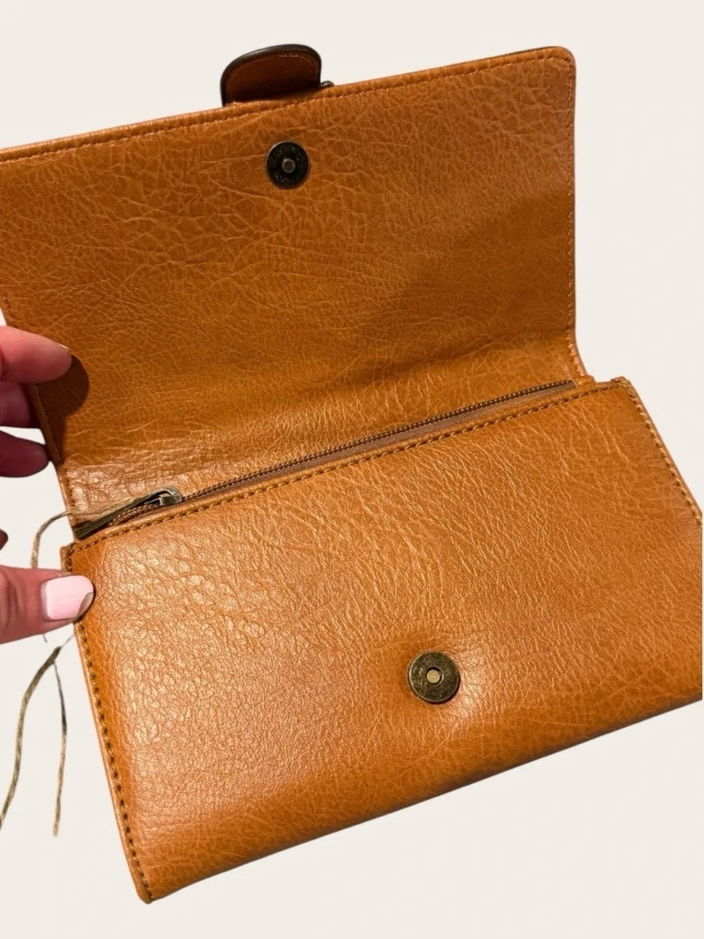 Catchfly Brown Metallic Large Flap Wallet NWT